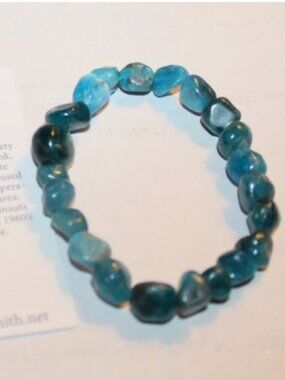 Natural Blue Apatite Nugget Stretch Bracelet - Village Silversmith - Genuine Gem